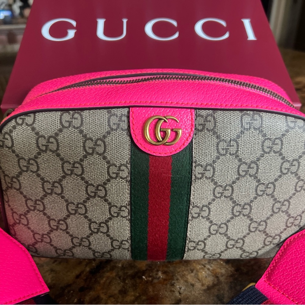 Gucci GG Ophidia Crossbody fluorescent pink multicolor